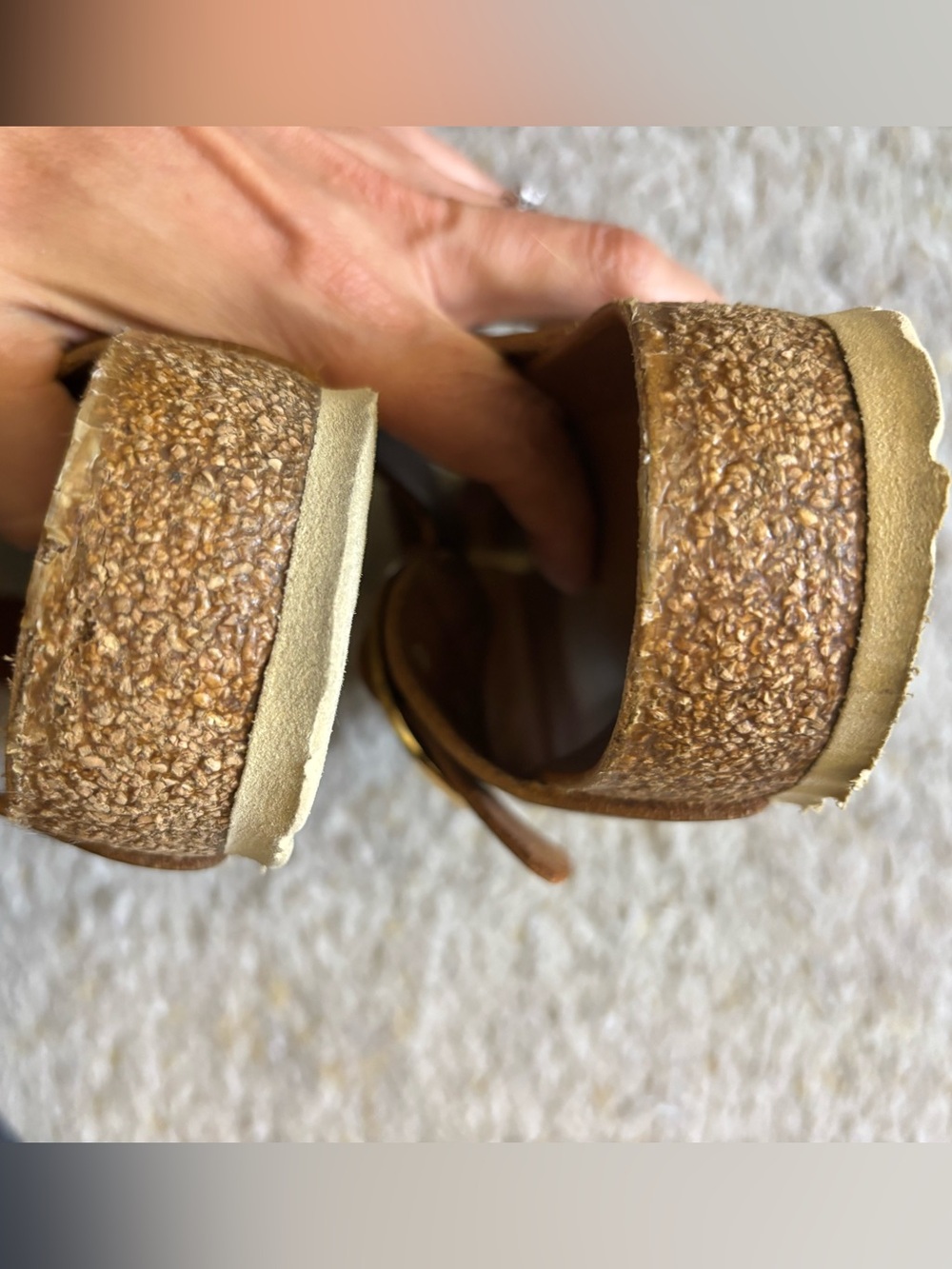 Birkenstock Cognac Brown Big Buckle Gizeh Sandals Size 38 - Picture 10 of 10
